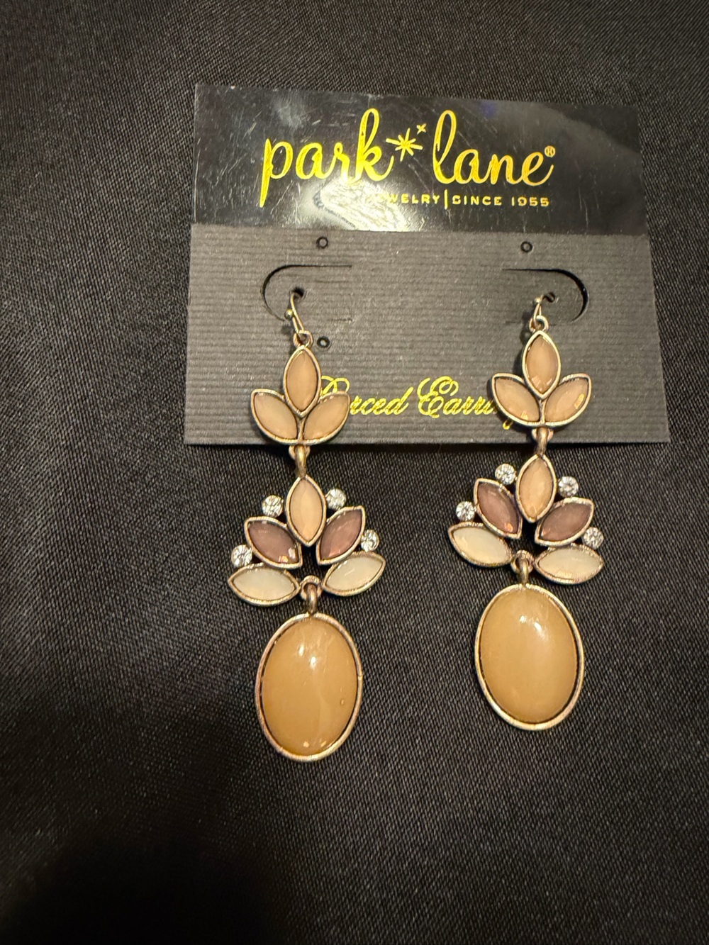 Park Lane Neutral Floral Crystal Statement Dangle Earrings